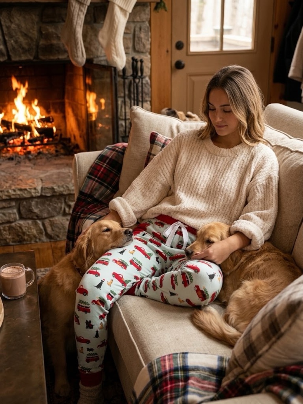 Holiday PJs - LAZY ONE Blue Pajama Pants with Vintage Cars and Dog Print. NWT
